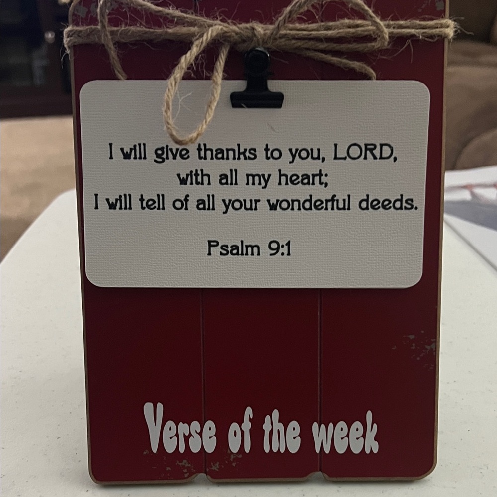 Hand Crafted Red Verse of the Week Plaque